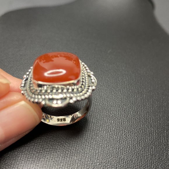 Carnelian 925 Sterling Silver Ring Size 6 1/4 - Picture 7 of 8